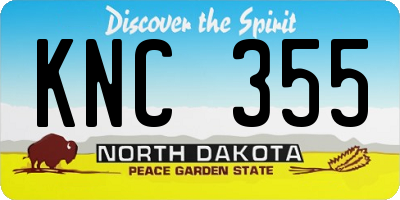 ND license plate KNC355