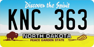 ND license plate KNC363