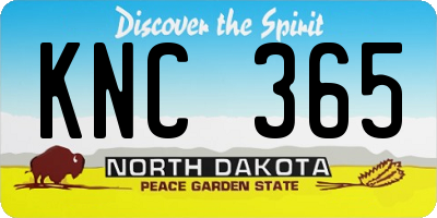 ND license plate KNC365