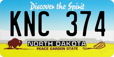 ND license plate KNC374