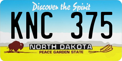 ND license plate KNC375