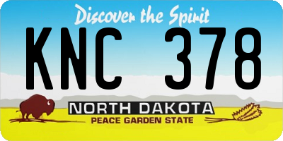 ND license plate KNC378
