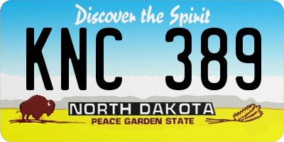 ND license plate KNC389