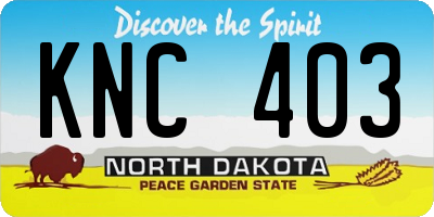 ND license plate KNC403