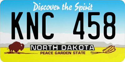 ND license plate KNC458