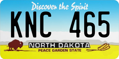 ND license plate KNC465