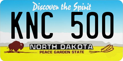 ND license plate KNC500