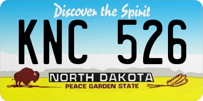 ND license plate KNC526