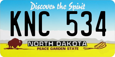 ND license plate KNC534