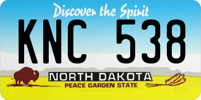 ND license plate KNC538