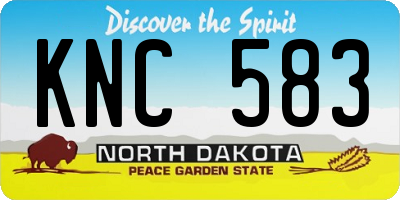 ND license plate KNC583