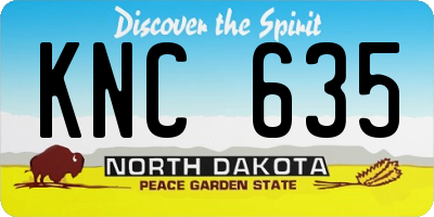 ND license plate KNC635