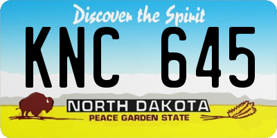 ND license plate KNC645