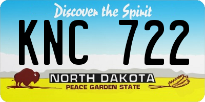 ND license plate KNC722