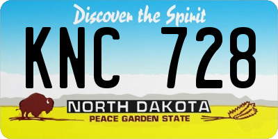 ND license plate KNC728