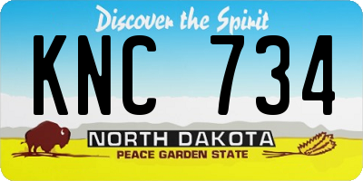 ND license plate KNC734