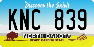 ND license plate KNC839