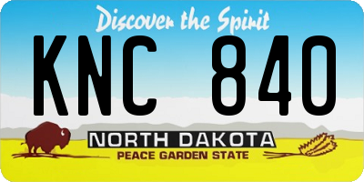 ND license plate KNC840