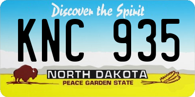 ND license plate KNC935