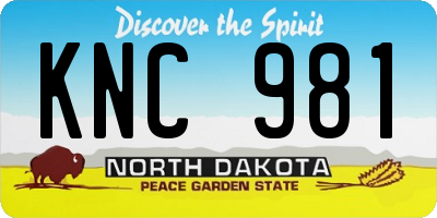 ND license plate KNC981