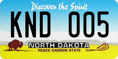 ND license plate KND005