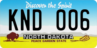 ND license plate KND006