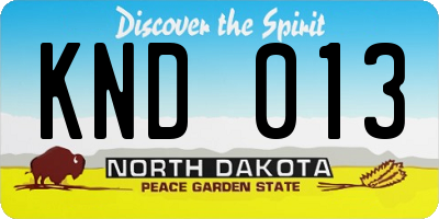 ND license plate KND013