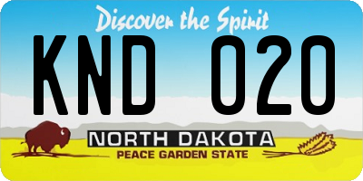 ND license plate KND020