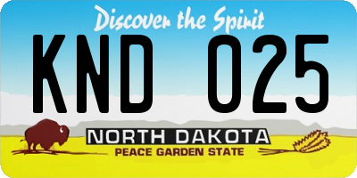 ND license plate KND025