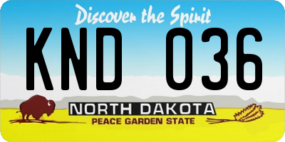 ND license plate KND036