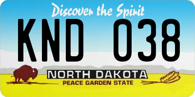 ND license plate KND038