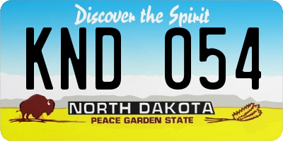 ND license plate KND054