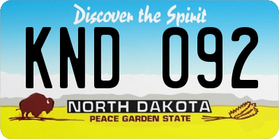 ND license plate KND092