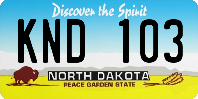 ND license plate KND103