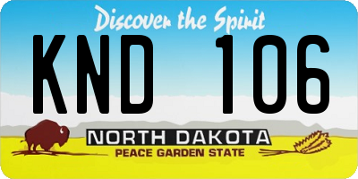 ND license plate KND106