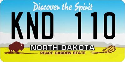 ND license plate KND110