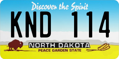 ND license plate KND114