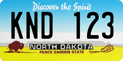 ND license plate KND123