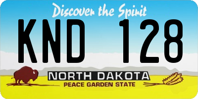 ND license plate KND128