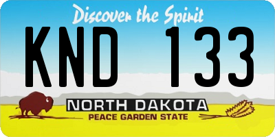 ND license plate KND133