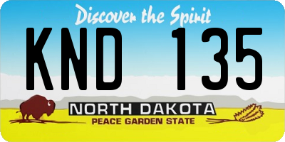 ND license plate KND135