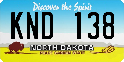 ND license plate KND138