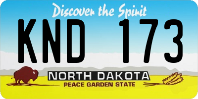 ND license plate KND173