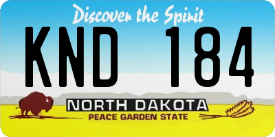 ND license plate KND184