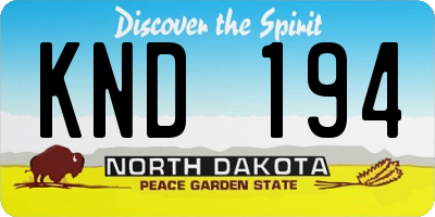 ND license plate KND194