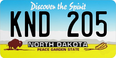 ND license plate KND205