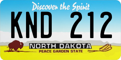 ND license plate KND212