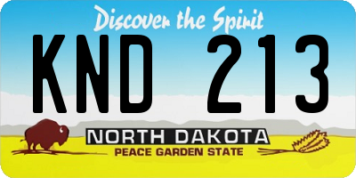 ND license plate KND213