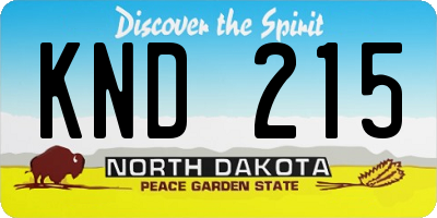 ND license plate KND215