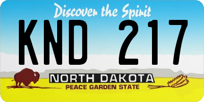 ND license plate KND217